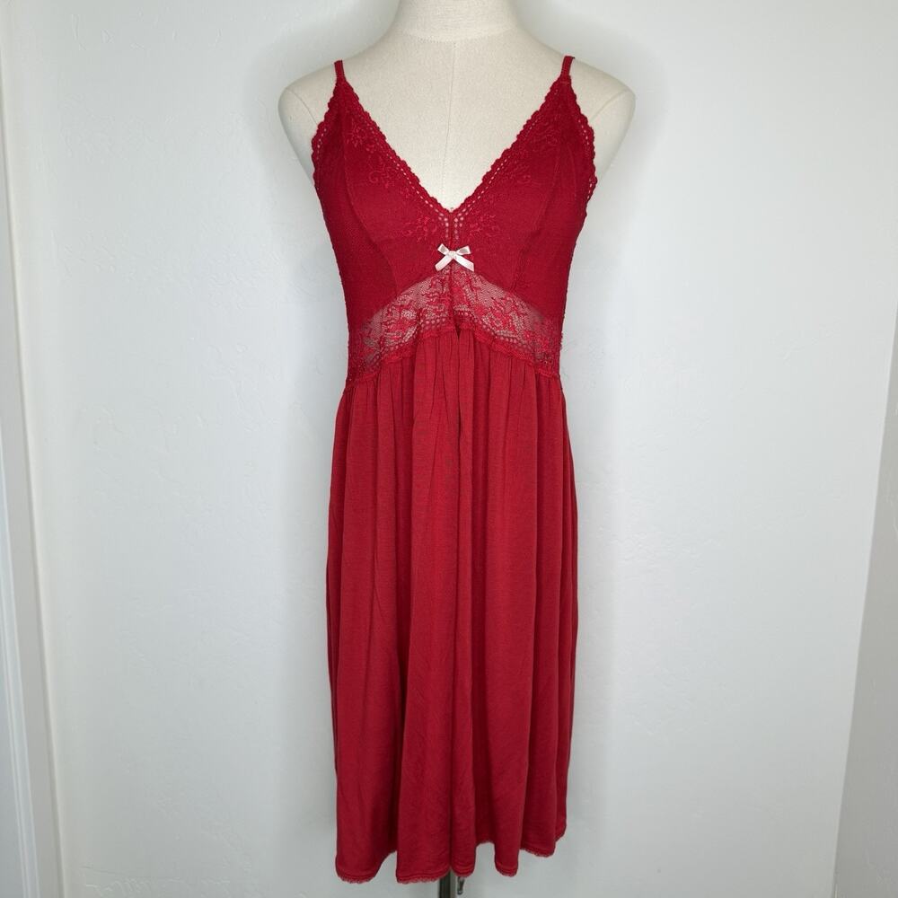 Eberjey Colette Chemise Babydoll Nightgown Womens Large Red Modal